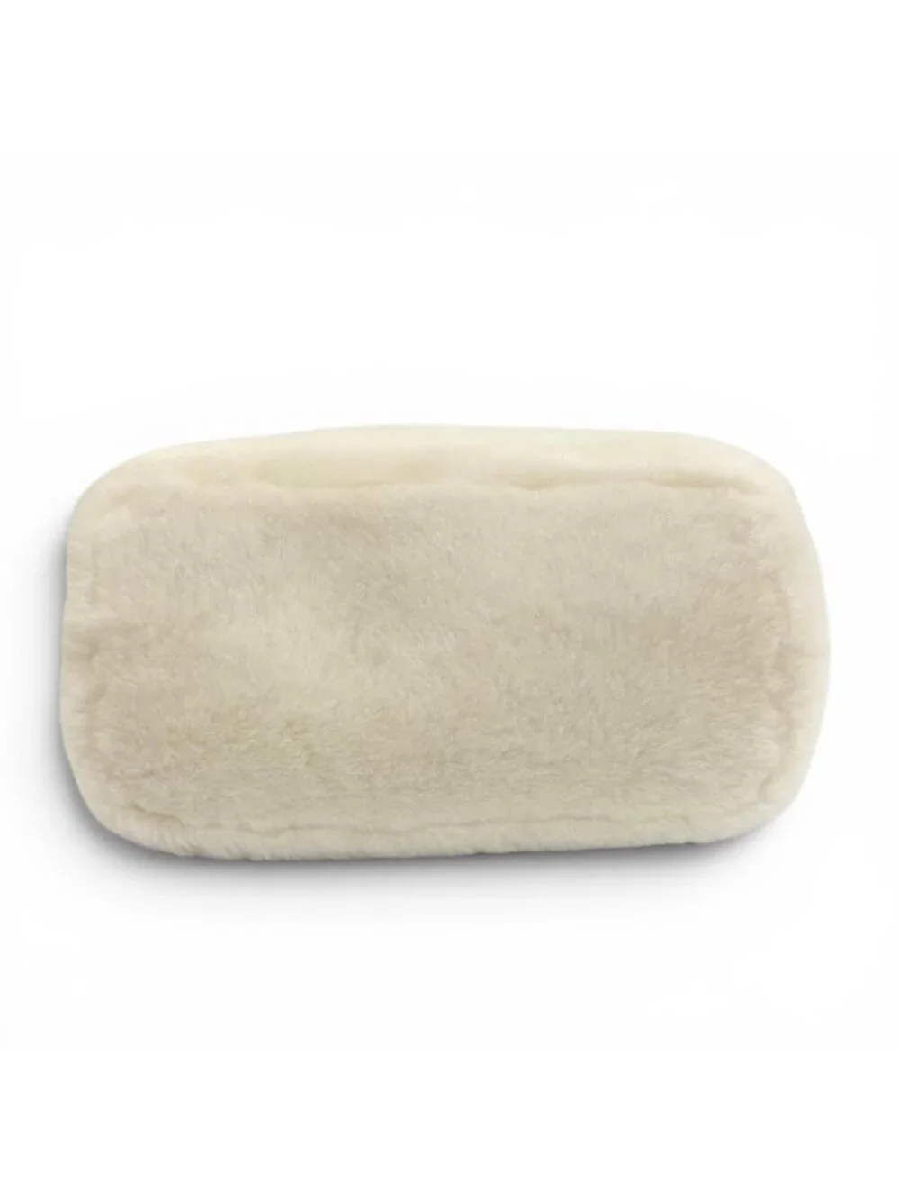 Miu Miu Sheepfur with Logo Plate Shearling 2-Way Handbag White